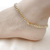 Oro Laminado Basic Anklet, Gold Filled Style Miami Cuban Design, Polished, Golden Finish, 04.63.1398.10