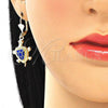 Oro Laminado Earring and Pendant Adult Set, Gold Filled Style Turtle Design, Blue Enamel Finish, Golden Finish, 10.351.0005.2