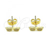 Oro Laminado Stud Earring, Gold Filled Style with White Micro Pave, Polished, Golden Finish, 02.156.0651