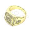 Oro Laminado Mens Ring, Gold Filled Style with White Micro Pave, Polished, Golden Finish, 01.283.0022.10 (Size 10)