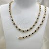 Oro Laminado Necklace and Bracelet, Gold Filled Style with Sapphire Blue and White Cubic Zirconia, Polished, Golden Finish, 06.284.0014.2
