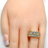Oro Laminado Multi Stone Ring, Gold Filled Style with White Cubic Zirconia, Polished, Golden Finish, 01.210.0059.08 (Size 8)