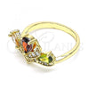 Oro Laminado Multi Stone Ring, Gold Filled Style Teardrop Design, with Multicolor Cubic Zirconia, Polished, Golden Finish, 01.221.0007.1.09