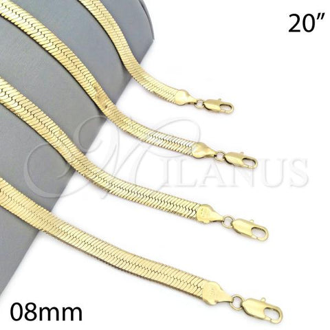 Oro Laminado Basic Necklace, Gold Filled Style Herringbone Design, Polished, Golden Finish, 5.221.004.1.20