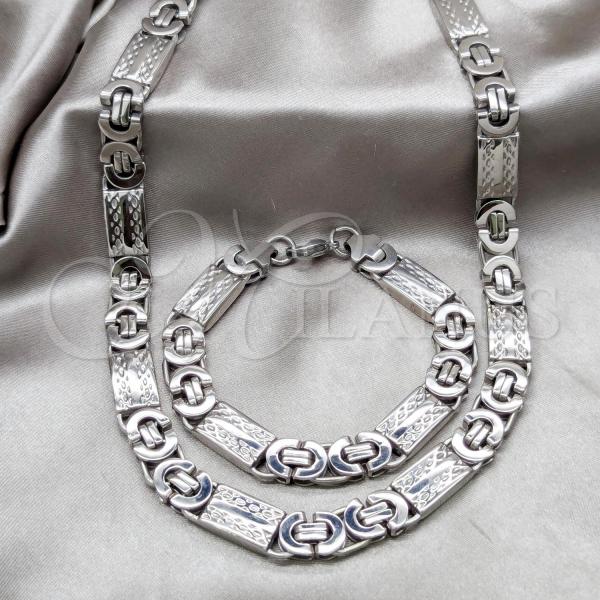 Stainless Steel Necklace and Bracelet, Polished, Steel Finish, 06.63.0305.22