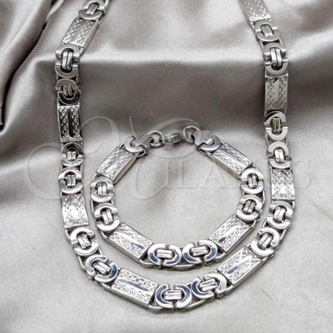 Stainless Steel Necklace and Bracelet, Polished, Steel Finish, 06.63.0305.22