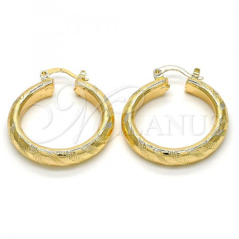 Oro Laminado Medium Hoop, Gold Filled Style Diamond Cutting Finish, Golden Finish, 02.170.0185.30