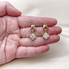 Oro Laminado Stud Earring, Gold Filled Style Four-leaf Clover Design, with White Cubic Zirconia, Polished, Golden Finish, 02.283.0241