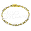 Oro Laminado Tennis Bracelet, Gold Filled Style Baguette Design, with White Cubic Zirconia, Polished, Golden Finish, 03.283.0395.07