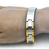 Stainless Steel Solid Bracelet, Polished, Two Tone, 03.114.0219.2.09