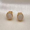 Oro Laminado Stud Earring, Gold Filled Style Ball Design, with White Opal, Polished, Golden Finish, 02.342.0312