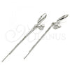 Sterling Silver Long Earring, Star Design, with White Micro Pave, Polished, Rhodium Finish, 02.186.0163.1