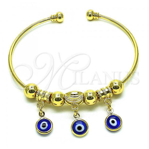 Oro Laminado Individual Bangle, Gold Filled Style with Sapphire Blue Crystal, Polished, Golden Finish, 07.93.0012.1