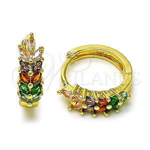 Gold Filled Hoop Earrings — Huggie Hoop Cluster Design with Multicolor Cubic Zirconia — main product view — SKU 156628 | Oro Laminado aretes de aro — Huggie Hoop Cluster diseño with Multicolor Cubic Zirconia — SKU 156628
