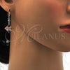 Oro Laminado Long Earring, Gold Filled Style with Multicolor Cubic Zirconia, Polished, Golden Finish, 02.217.0061.1