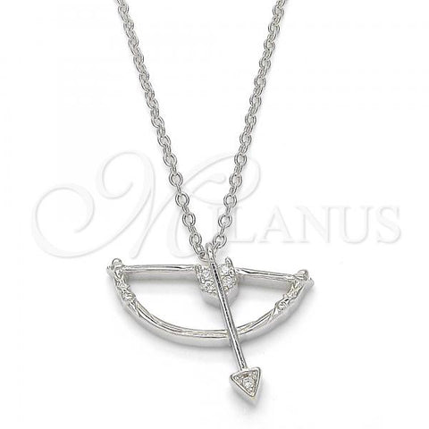 Sterling Silver Pendant Necklace, with White Cubic Zirconia, Polished, Rhodium Finish, 04.336.0059.16