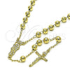 Oro Laminado Medium Rosary, Gold Filled Style San Judas and Crucifix Design, Polished, Golden Finish, 09.213.0043.26