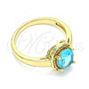 Oro Laminado Multi Stone Ring, Gold Filled Style with Blue Topaz Cubic Zirconia, Polished, Golden Finish, 01.284.0040.09