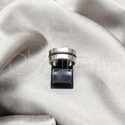 Stainless Steel Mens Ring, Double and Heart Design, Matte Finish, Steel Finish, 01.63.0693.09