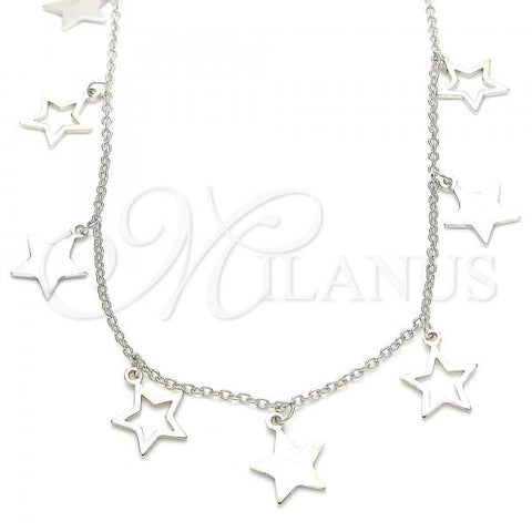 Sterling Silver Pendant Necklace, Star Design, Rhodium Finish, 04.336.0184.16