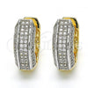 Oro Laminado Huggie Hoop, Gold Filled Style with White Micro Pave, Polished, Two Tone, 02.210.0061.2.20