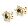 Oro Laminado Stud Earring, Gold Filled Style Star Design, with Sapphire Blue and White Cubic Zirconia, Polished, Golden Finish, 02.217.0082.4 *PROMO*