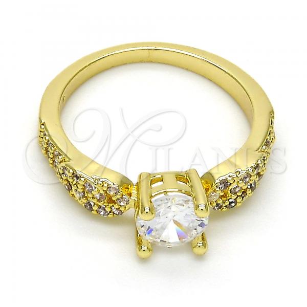 Oro Laminado Multi Stone Ring, Gold Filled Style with White Cubic Zirconia and White Micro Pave, Polished, Golden Finish, 01.99.0087.07 (Size 7)