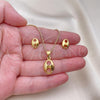 Oro Laminado Earring and Pendant Adult Set, Gold Filled Style Puff Mariner Design, Polished, Golden Finish, 10.342.0156