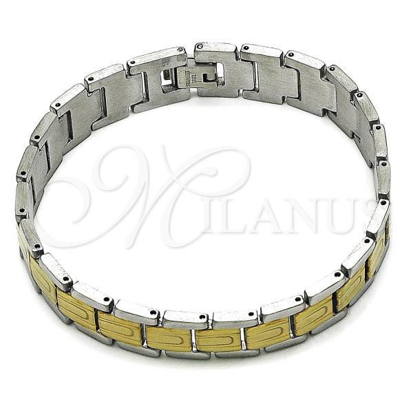 Stainless Steel Solid Bracelet, Polished, Two Tone, 03.114.0275.4.08