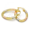 Oro Laminado Small Hoop, Gold Filled Style Hollow Design, Diamond Cutting Finish, Tricolor, 02.170.0068.1.25