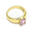 Oro Laminado Multi Stone Ring, Gold Filled Style with Pink Cubic Zirconia, Polished, Golden Finish, 01.284.0043.06