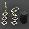 Oro Laminado Long Earring, Gold Filled Style Diamond Cutting Finish, Tricolor, 02.63.2159