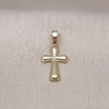 Oro Laminado Religious Pendant, Gold Filled Style Cross Design, Polished, Golden Finish, 05.63.1169