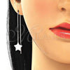 Sterling Silver Threader Earring, Star Design, Polished, Rhodium Finish, 02.332.0081