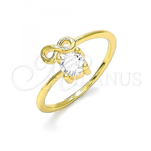 Oro Laminado Multi Stone Ring, Gold Filled Style Infinite Design, with White Micro Pave, Polished, Golden Finish, 01.310.0003