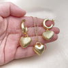 Oro Laminado Earring and Pendant Adult Set, Gold Filled Style Heart Design, Polished, Golden Finish, 10.341.0009