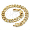 Oro Laminado Basic Bracelet, Gold Filled Style Concave Cuban Design, Polished, Golden Finish, 5.223.002.08