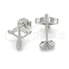 Sterling Silver Stud Earring, with White Cubic Zirconia, Polished, Rhodium Finish, 02.336.0047