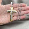 Stainless Steel Pendant Necklace, Cross Design, Polished, Two Tone, 04.116.0020.30