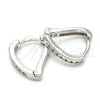 Sterling Silver Huggie Hoop, with White Cubic Zirconia, Polished, Rhodium Finish, 02.186.0044.10