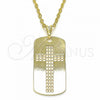 Oro Laminado Religious Pendant, Gold Filled Style Cross Design, Polished, Golden Finish, 05.09.0066