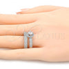 Rhodium Plated Wedding Ring, Duo Design, with White Cubic Zirconia, Polished, Rhodium Finish, 01.99.0035.1.08 (Size 8)