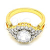 Oro Laminado Multi Stone Ring, Gold Filled Style with White Cubic Zirconia, Polished, Two Tone, 01.346.0007.07 (Size 7)