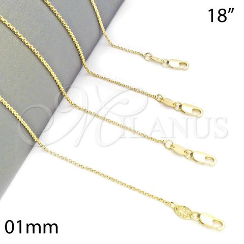 Oro Laminado Basic Necklace, Gold Filled Style Rolo Design, Polished, Golden Finish, 04.65.0180.18