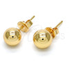 Oro Laminado Stud Earring, Gold Filled Style Ball Design, Polished, Golden Finish, 5.128.012