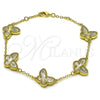 Oro Laminado Fancy Bracelet, Gold Filled Style Butterfly and Rolo Design, Diamond Cutting Finish, Golden Finish, 03.313.0042.5.08