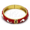 Oro Laminado Individual Bangle, Gold Filled Style Dolphin Design, Red Enamel Finish, Golden Finish, 07.246.0001.02 (10 MM Thickness, Size 2 - 1.75 Diameter)