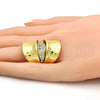 Oro Laminado Multi Stone Ring, Gold Filled Style with White Crystal, Polished, Golden Finish, 01.241.0043.08 (Size 8)