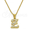 Stainless Steel Pendant Necklace, Initials and Rolo Design, with White Crystal, Polished, Golden Finish, 04.238.0031.1.18
