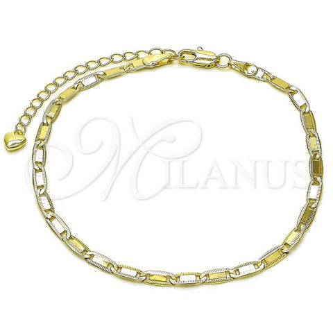 Oro Laminado Basic Anklet, Gold Filled Style Mariner Design, Polished, Golden Finish, 03.213.0300.09